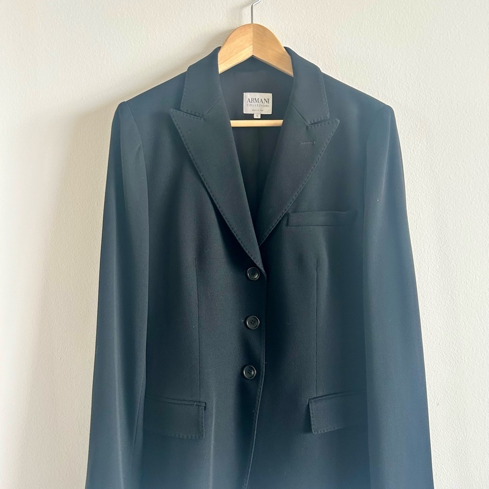 Armani Collezioni Black Blazer Classic Tailored Suit Jacket
